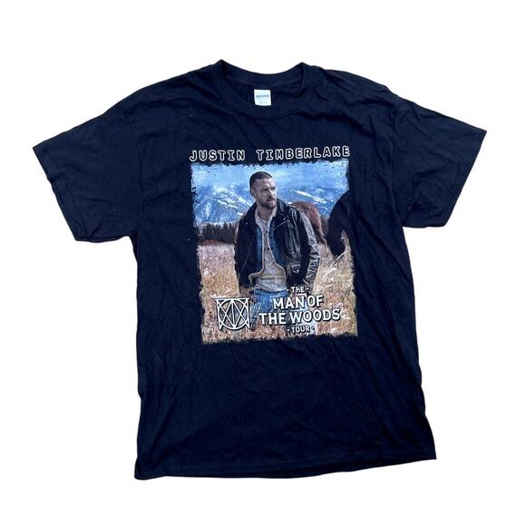 Justin Timberlake The Man Of The Woods Tour 2018 Concert T-Shirt Size L Black - Picture 1 of 5